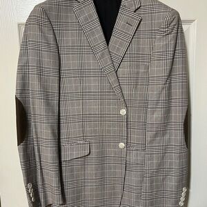 Made by Cam Newton Brown and Off White Plain Sportcoat with Elbow Patches